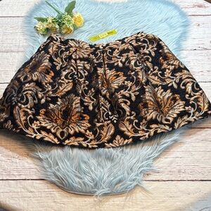 NWT Gianni Bini Lordice Metallic Brocade Floral Printed Mini Skirt sz L